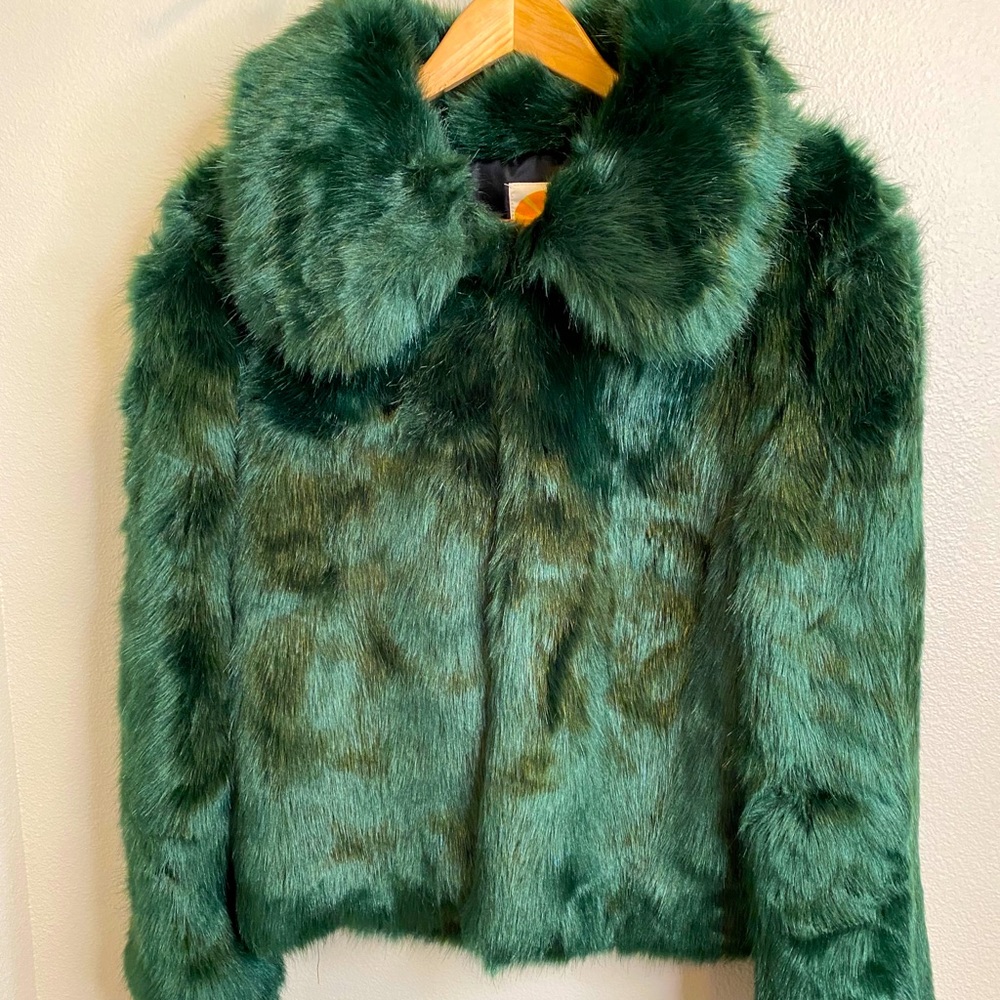 C&C California Green faux fur coat